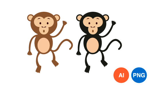 원숭이 이미지 디자인 일러스트 PNG